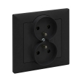 Legrand - Priză dublă de perete cu ramă SUNO 250V neagră