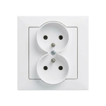 Legrand - Priză dublă de perete pentru uz casnic, cu ramă SUNO, 250V, albă