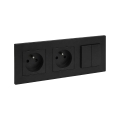 Legrand - Priză dublă de perete și întrerupător dublu în serie nr. 5 cu ramă NILOE STEP 250V negru