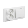 Legrand - Priză dublă de perete și întrerupător dublu în serie nr. 5 cu ramă SUNO 250V alb