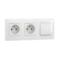 Legrand - Priză dublă de perete și întrerupător unipolar nr. 1 cu ramă NILOE 250V albă