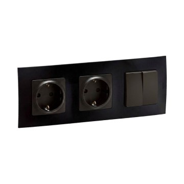 Legrand - Priză dublă de uz casnic SCHUKO și întrerupător dublu în serie nr. 5 cu ramă NILOE 250V alb