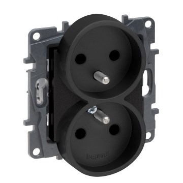 Legrand - Priză dublă pentru uz casnic fără ramă 250V/16A NILOE STEP negru