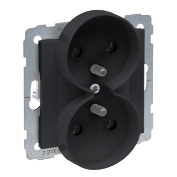 Legrand - Priză dublă pentru uz casnic fără ramă SUNO 250V neagră