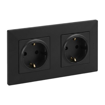 Legrand - priză dublă pentru uz casnic SCHUKO NILOE STEP 250V neagră