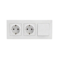 Legrand - Priză dublă pentru uz casnic SCHUKO și întrerupător unipolar nr. 1 cu ramă NILOE STEP 250V albă