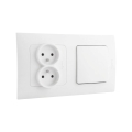 Legrand - Priză dublă pentru uz casnic și întrerupător unipolar nr. 1 cu ramă NILOE 250V alb
