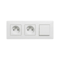 Legrand - Priză dublă pentru uz casnic și întrerupător unipolar nr. 1 cu ramă NILOE STEP 250V albă
