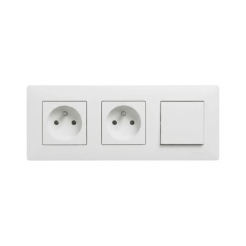 Legrand - Priză dublă pentru uz casnic și întrerupător unipolar nr. 1 cu ramă NILOE STEP 250V albă