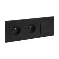 Legrand - Priză dublă pentru uz casnic și întrerupător unipolar nr. 1 cu ramă NILOE STEP 250V negru