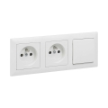 Legrand - Priză dublă pentru uz casnic și întrerupător unipolar nr. 1 cu ramă SUNO 250V alb
