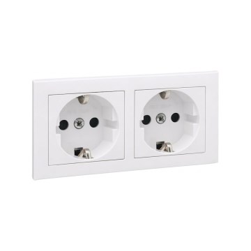 Legrand - Priză dublă SCHUKO pentru uz casnic cu ramă SUNO 250V albă