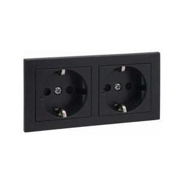 Legrand - Priză dublă SCHUKO pentru uz casnic cu ramă SUNO 250V, negru