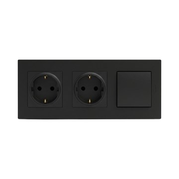 Legrand - priză dublă SCHUKO pentru uz casnic și întrerupător unipolar, 1 modul, NILOE STEP 250V, negru