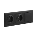 Legrand - Priză dublă SCHUKO pentru uz casnic și întrerupător unipolar nr. 1 cu ramă SUNO 250V negru