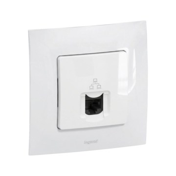 Legrand - Priză Ethernet RJ45 cu ramă NILOE albă