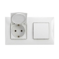 Legrand - Priză exterioară pentru uz casnic și întrerupător unipolar nr. 1 cu ramă NILOE 250V IP44 alb