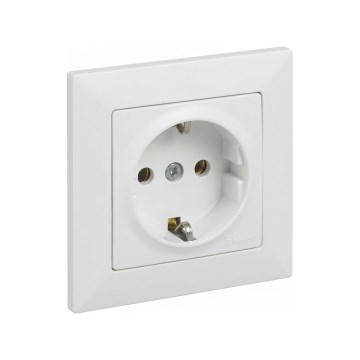 Legrand - Priză pentru uz casnic SCHUKO cu ramă SUNO 250V albă