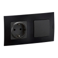 Legrand - Priză SCHUKO pentru uz casnic și întrerupător pentru scară nr. 6 cu ramă NILOE 250V negru