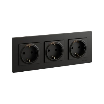 Legrand - Priză triplă casnică SCHUKO NILOE STEP 250V neagră