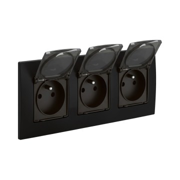 Legrand - Priză triplă de exterior NILOE 250V IP44 neagră
