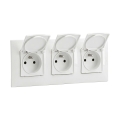Legrand - Priză triplă de exterior pentru locuință cu ramă NILOE 250V IP44 albă