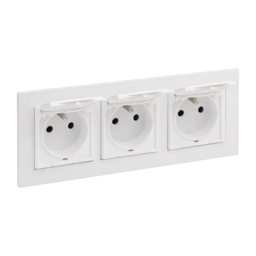 Legrand - Priză triplă de exterior pentru locuință cu ramă NILOE STEP 250V IP44 albă