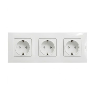 Legrand - Priză triplă de uz casnic SCHUKO cu ramă NILOE 250V albă