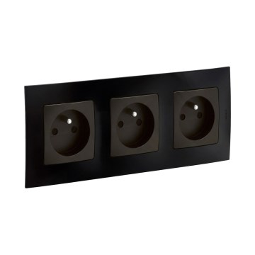 Legrand - Priză triplă pentru uz casnic cu cadru NILOE 250V neagră