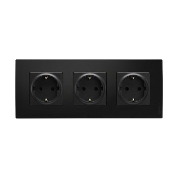 Legrand - Priză triplă pentru uz casnic SCHUKO cu ramă NILOE 250V neagră