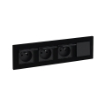 Legrand - Priză triplă pentru uz casnic și întrerupător unipolar nr. 1, cu ramă NILOE STEP, 250V, negru