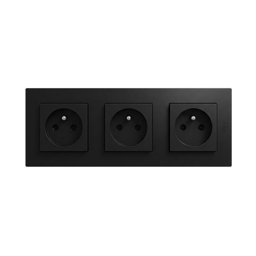 Legrand - Priză triplă rezidențială cu ramă NILOE STEP 250V neagră