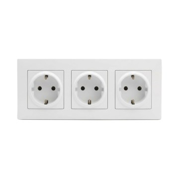 Legrand - Priză triplă SCHUKO pentru locuință, cu ramă NILOE STEP, 250V, albă
