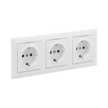 Legrand - Priză triplă SCHUKO pentru uz casnic cu ramă SUNO 250V albă
