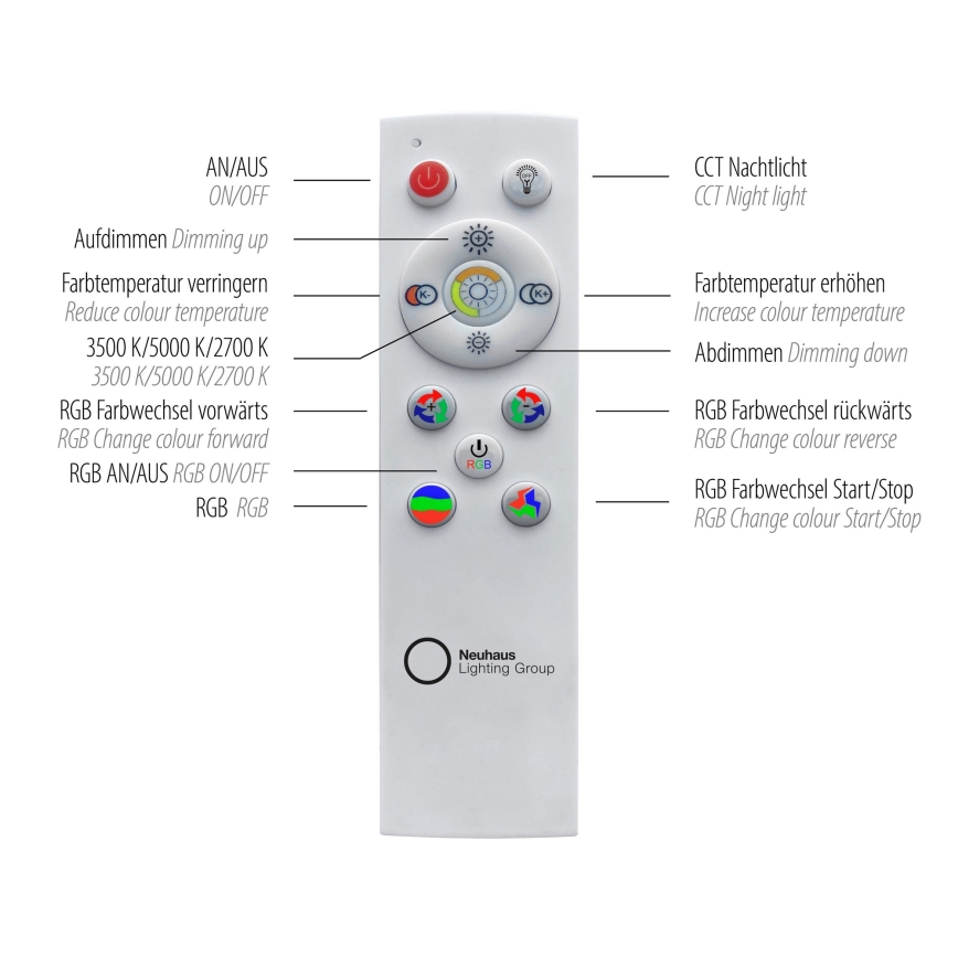 Leuchten Direkt 15411-21 - Plafonier LED RGB reglabil CYBA LED/26W/230V + telecomandă