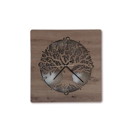 Li-Go 23537/DUB2 - Ceas LED reglabil LED/10W/5V 20000 mAh 42x42 cm stejar/măslin în formă circulară + telecomandă