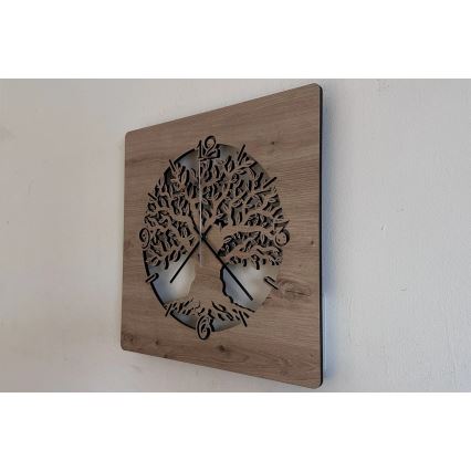 Li-Go 23537/DUB2 - Ceas LED reglabil LED/10W/5V 20000 mAh 42x42 cm stejar/măslin în formă circulară + telecomandă