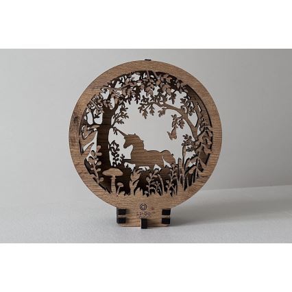 Li-Go 23568/DUB2 - Decorațiune de masă LED dimabilă, LED/12W/230V, 20x22 cm, stejar/unicorn