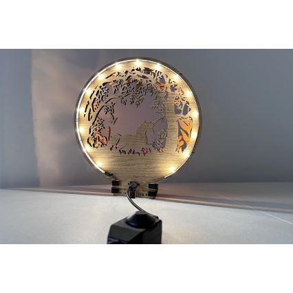 Li-Go 23568/DUB2 - Decorațiune de masă LED dimabilă, LED/12W/230V, 20x22 cm, stejar/unicorn