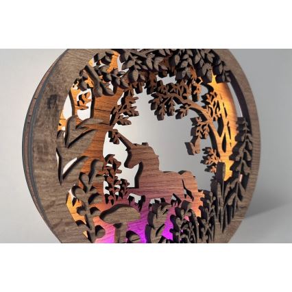 Li-Go 23568/DUB2 - Decorațiune de masă LED dimabilă, LED/12W/230V, 20x22 cm, stejar/unicorn