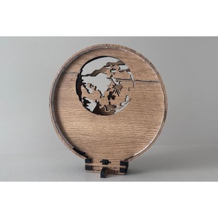 Li-Go 23574/DUB2 - Decorațiune de masă LED reglabilă LED/12W/230V 20x22 cm stejar/Lup și lună