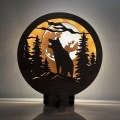 Li-Go 23574/DUB2 - Decorațiune de masă LED reglabilă LED/12W/230V 20x22 cm stejar/Lup și lună