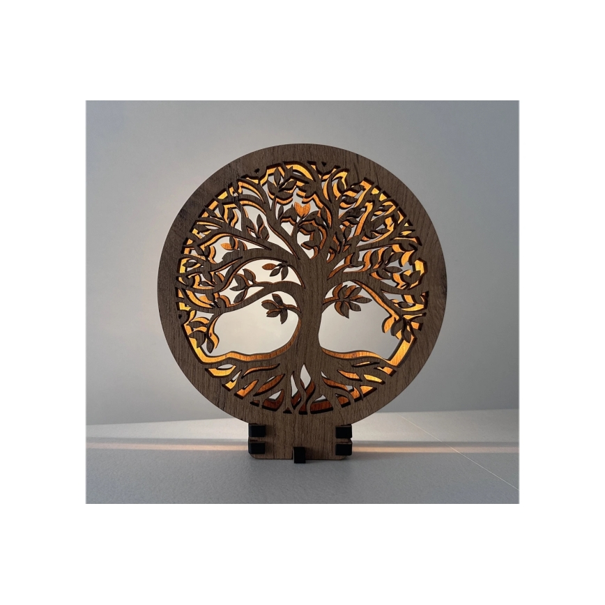 Li-Go 23577/DUB2 - Lampă decorativă LED de masă, reglabilă LED/12W/230V 20x22 cm stejar/Copacul vieții
