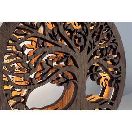 Li-Go 23577/DUB2 - Lampă decorativă LED de masă, reglabilă LED/12W/230V 20x22 cm stejar/Copacul vieții