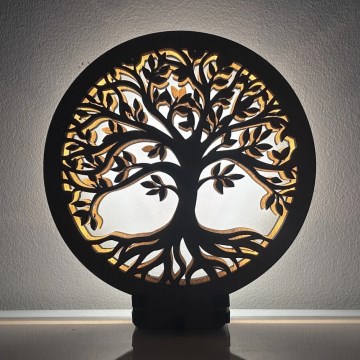 Li-Go 23577/DUB2 - Lampă decorativă LED de masă, reglabilă LED/12W/230V 20x22 cm stejar/Copacul vieții