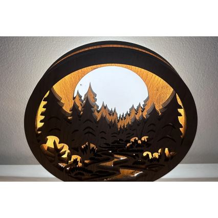 Li-Go 23580/DUB2 - Decorațiune de masă LED reglabilă LED/12W/230V 20x22 cm stejar/În pădure