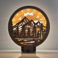Li-Go 23583/DUB2 - Lampă de masă decorativă LED dimabilă, 12W/230V, 20x22 cm, stejar, Munți și pădure