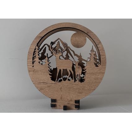 Li-Go 23592/DUB2 - Decorațiune de masă LED cu reglare a intensității LED/12W/230V 20x22 cm stejar/Cerb și căprioară