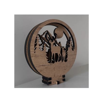 Li-Go 23592/DUB2 - Decorațiune de masă LED cu reglare a intensității LED/12W/230V 20x22 cm stejar/Cerb și căprioară