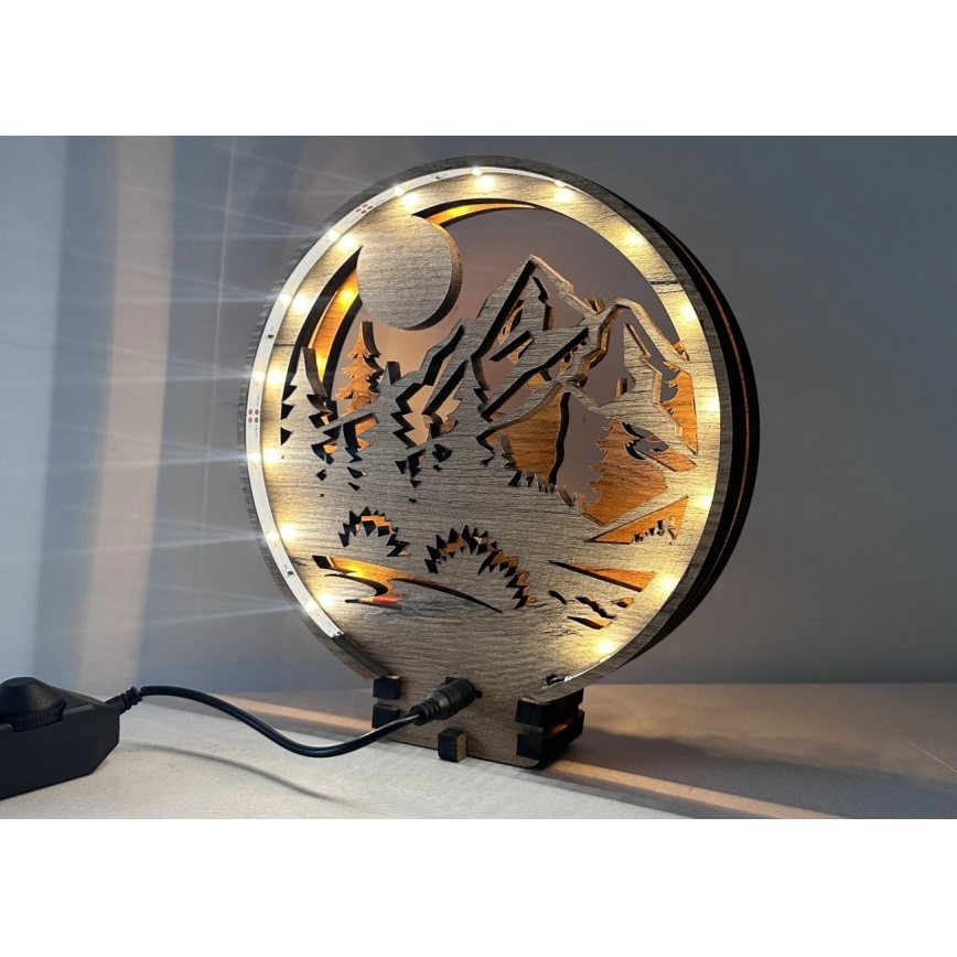 Li-Go 23592/DUB2 - Decorațiune de masă LED cu reglare a intensității LED/12W/230V 20x22 cm stejar/Cerb și căprioară